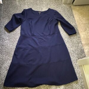 Plus Size Quilted Navy Blue Dress